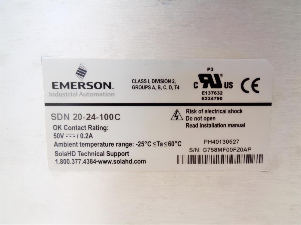 Emerson Sola 50V Power Supply SDN 20-24-100C